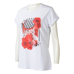 T1044 製造白色女裝短袖T恤 時尚設計直噴LOGO捲袖LOGO章T恤 T恤中心 澳大利亞  T1044 製造白色女裝短袖T恤 時尚設計直噴LOGO捲袖LOGO章T恤 T恤中心 澳大利亞